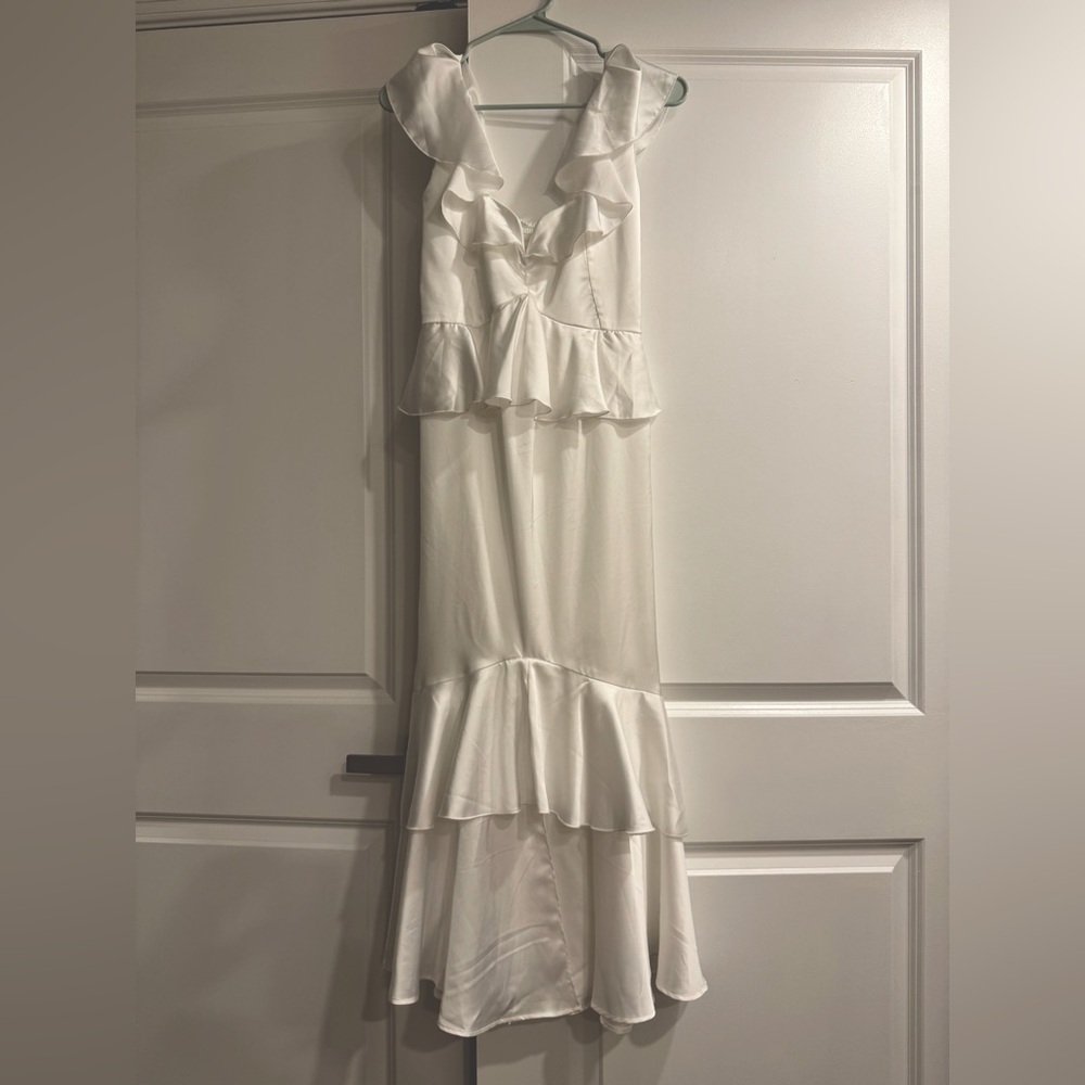 Elegant White Ruffle Maxi Dress Show Me Your Mumu